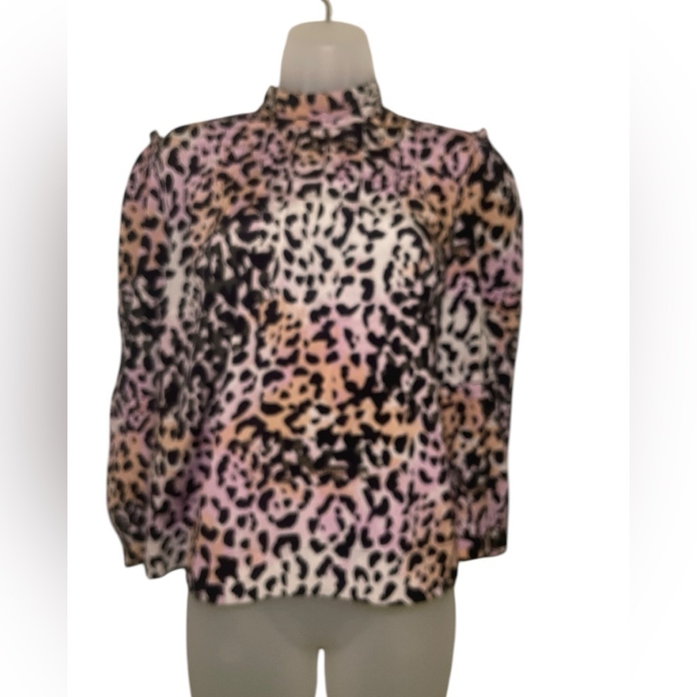 Veronica Beard Lety Animal Print Blouse Silk Blend Top Size 4 - Picture 3 of 9